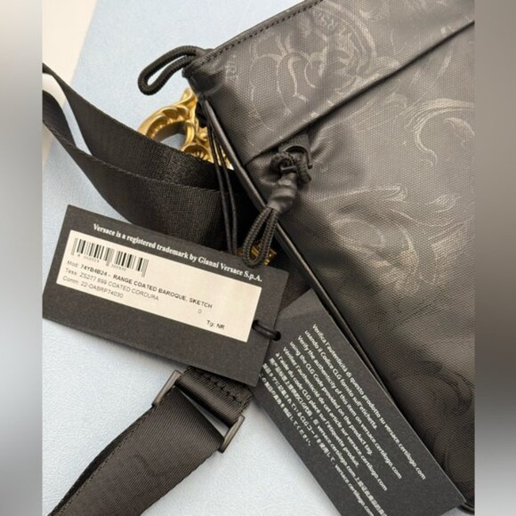 🆕 VERSACE JEANS COUTURE 🧿 NWT Black Coated Regalia Baroque Messenger Bag - Picture 11 of 16